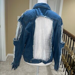 Sans Souci Blue Denim Jacket with Sheer Detail